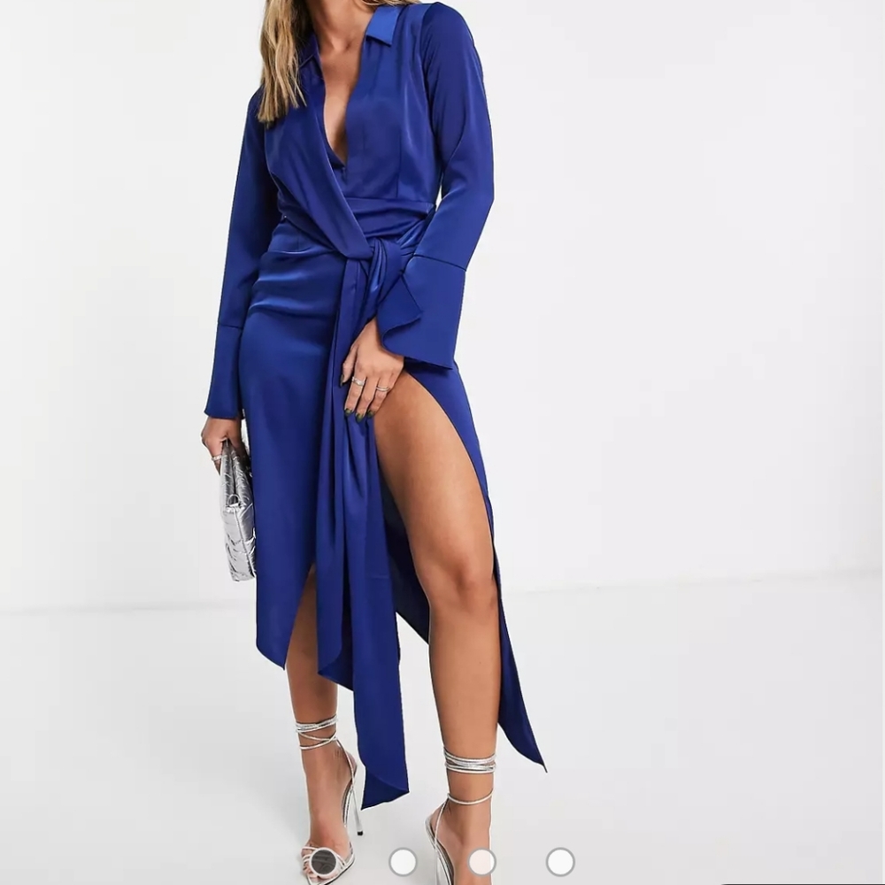 ASOS DESIGN drape shirt midi dress in satin